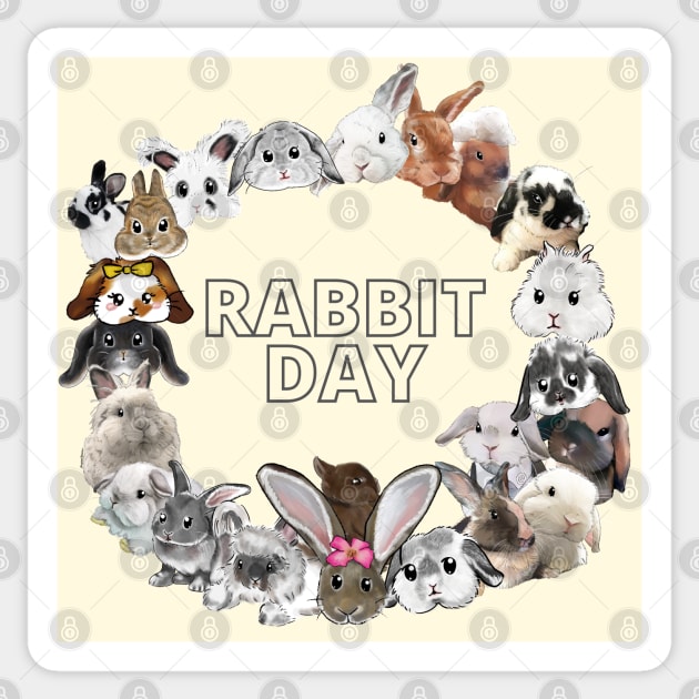 Circle Rabbit Day _ Bunniesmee Sticker by GambarGrace